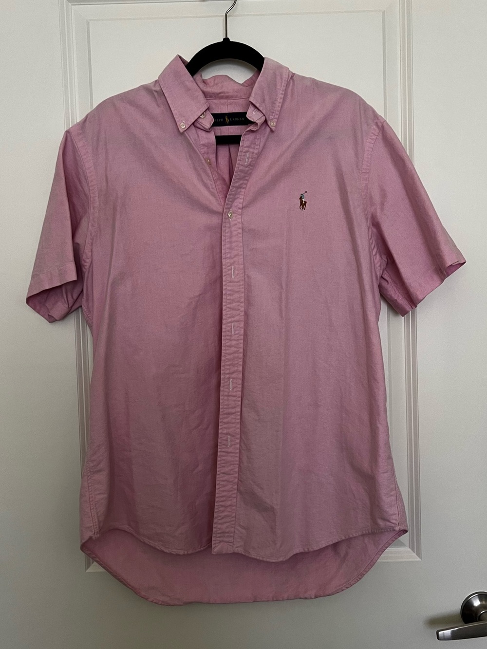 100% Cotton Ralph Lauren Short Sleeve button down light pink size large